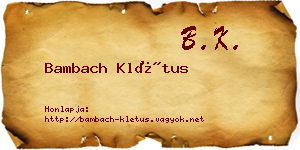 Bambach Klétus névjegykártya